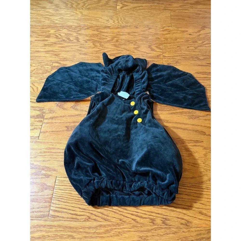 Baby Bat Halloween Costume Black Plush Velour Orange Wings 0-6 Months